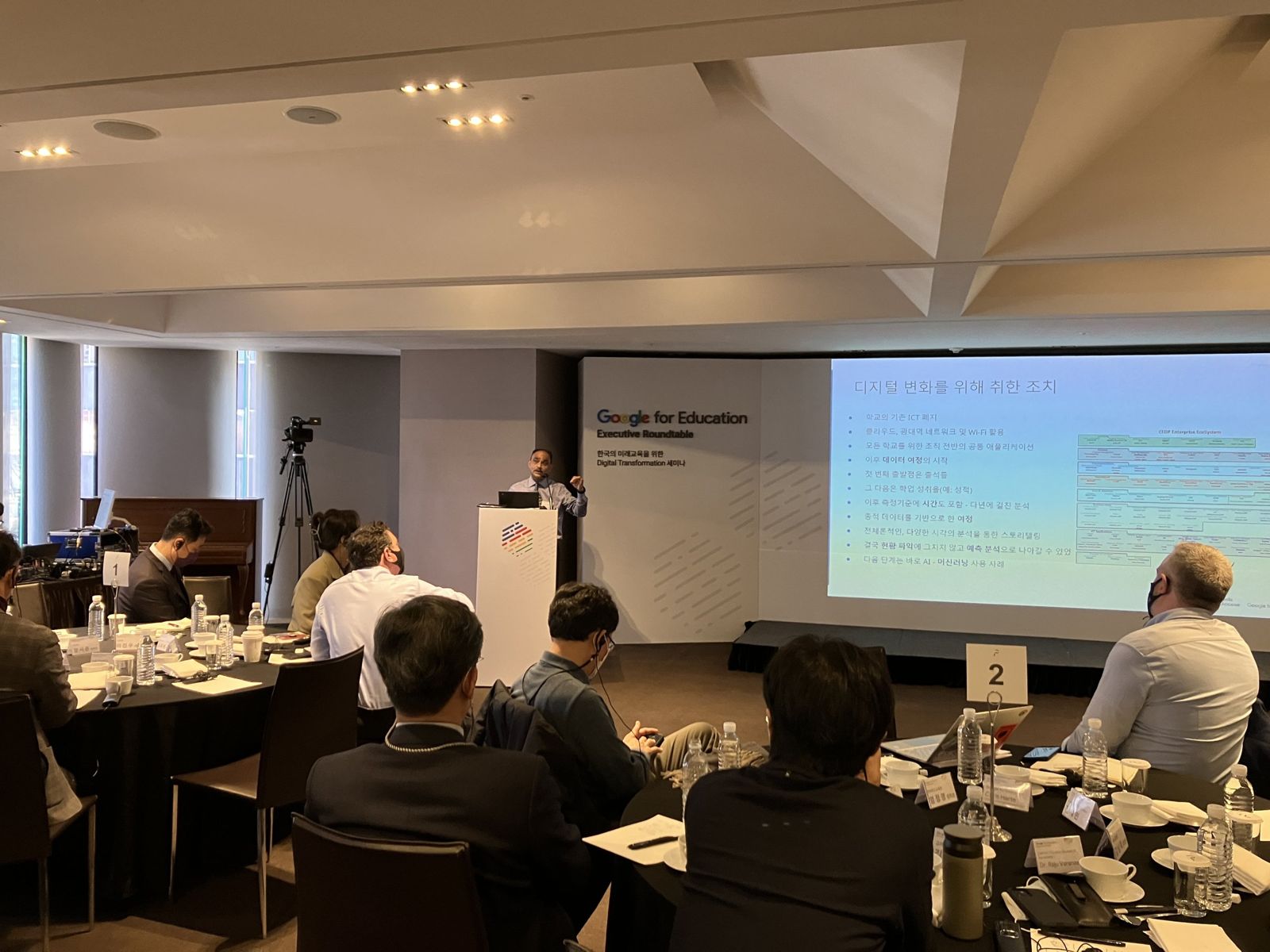 Dr. Raju Varanasi presenting to education leaders